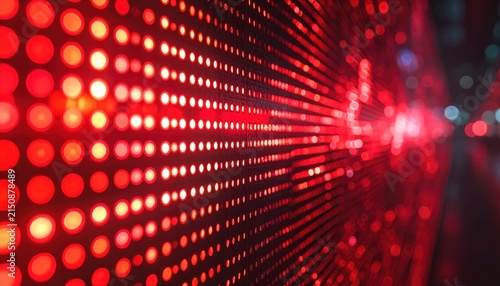 Abstract Macro Shot of Red LED Display Grid with Bokeh Background