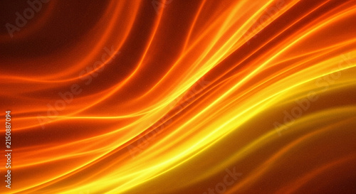Abstract fiery background with swirling orange and yellow ribbons of light creating a dynamic flow