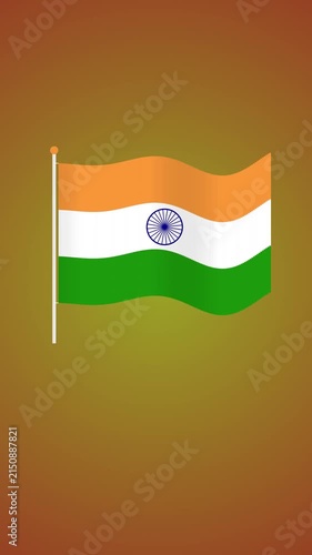 Waving flag of india with saffron white and green colors on a pole