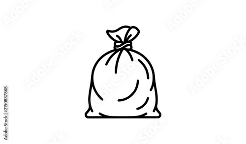 Minimal Black Outline Trash Bag Line Icon Vector for Waste Management