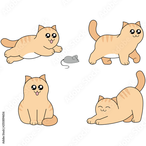 Cute Cat Poses Illustration Set