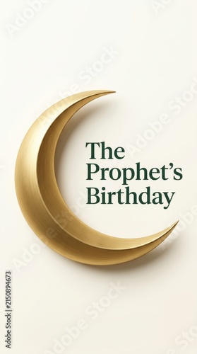 Golden crescent moon symbol for the prophet's birthday celebration