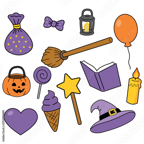  Cartoon Halloween Icons Set