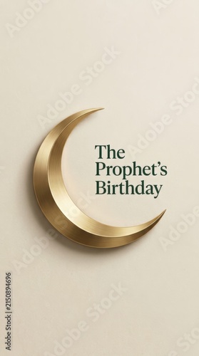 Golden crescent moon symbol for the prophet's birthday celebration