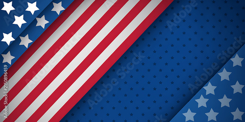 American Flag Inspired Diagonal with Stars and Stripes Pattern 