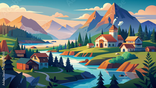 landscape with mountains