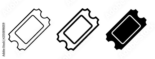 Cuadro en lienzo Ticket Icons Set, Event Pass Symbols, Admission Entry Vector Graphics, Black and