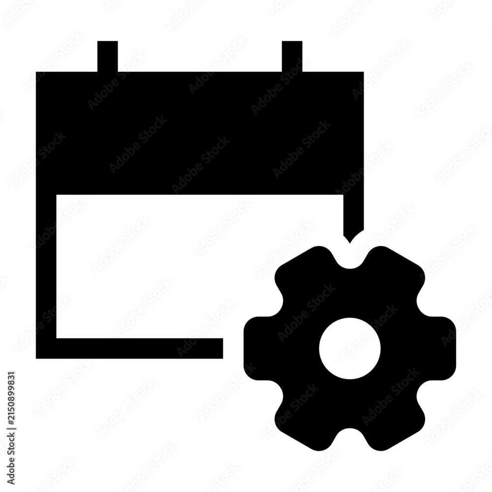 Obraz premium Calendar Cog Solid Icon, Schedule Settings Configuration Management