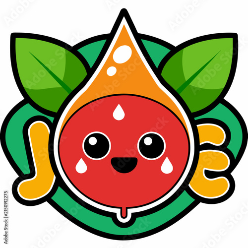 Vector Illustration – Cute Juice Drop Emblem