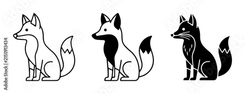 Cute Fox Icons, Simple Vector Illustrations of Foxes, Minimalist Animal Graphics for Wildlife and Nature Designs