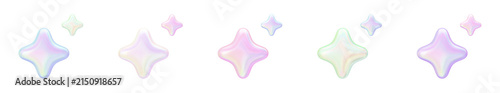 Aurora Pastel Holographic Collection - Dreamy Sparkle Icon Set - Transparent 3D PNG Elements