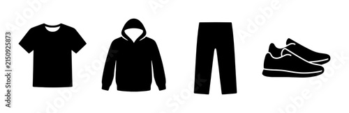Фотография Black Silhouette Icons: T-shirt, Hoodie, Pants, Sneakers