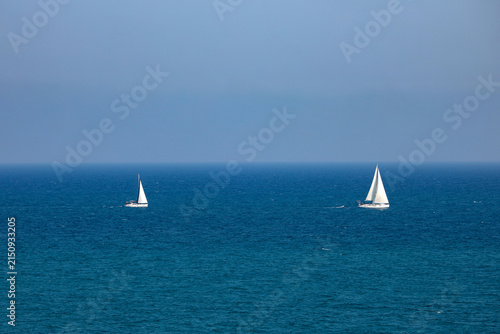 Canvas Print sailboats in the blue sea