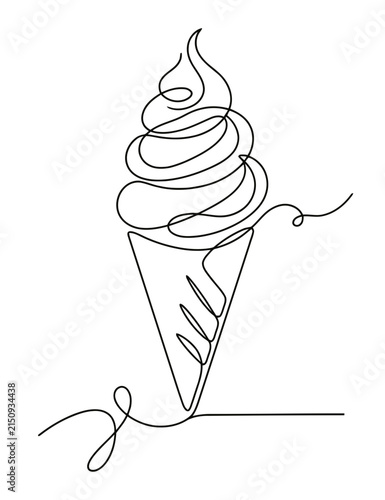 Ice Cream Cone Continuous Line Art Illustration