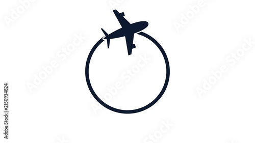 Airplane Loading Spinner Rotating Flight Progress Animation White Background