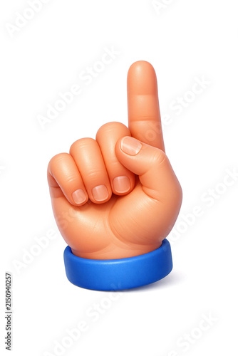 A child's hand with index finger extended to indicate number one.