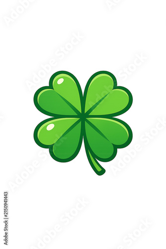 A vibrant green four-leaf clover, a symbol of Irish celebration and luck.