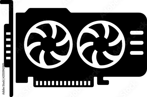 Cuadro en lienzo Graphics Card Vector Icon Silhouette - GPU Video Processing Computer Hardware Co