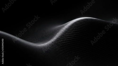 Black Carbon Fiber Wave Texture on Dark Background