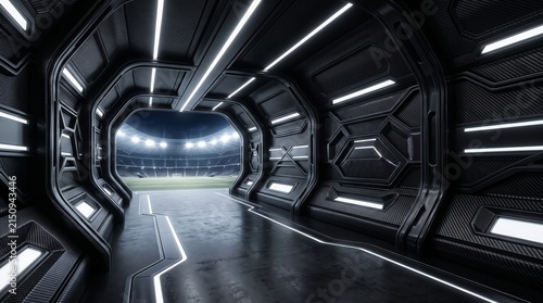 Futuristic Carbon Fiber Stadium Tunnel with LED Lighting