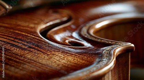 Detailed view of a classic wooden string instrument