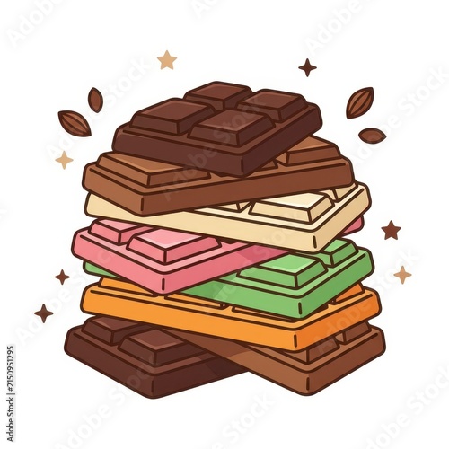Stack of colorful chocolate bars illustration