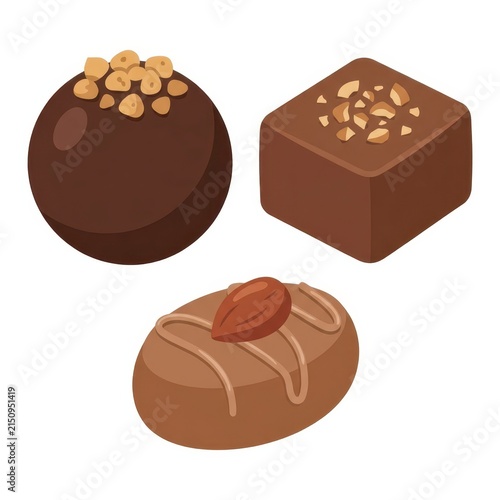 Three assorted gourmet chocolates with nuts