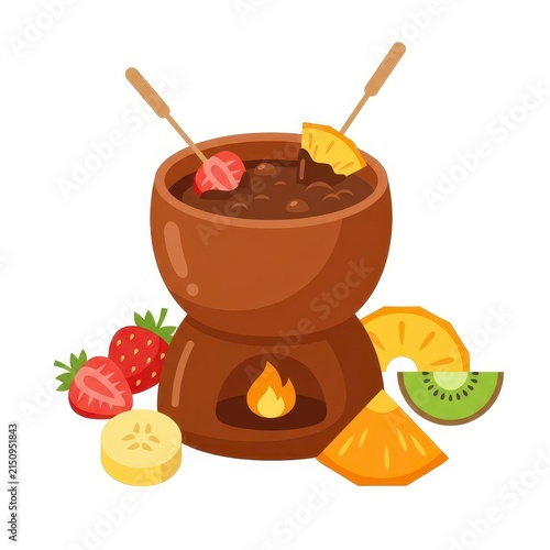 Chocolate fondue with fruit