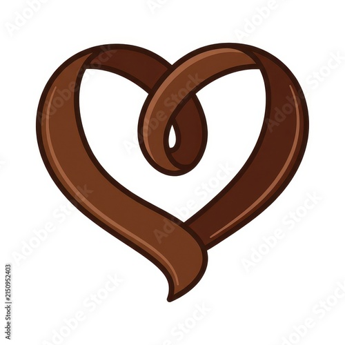 Chocolate heart ribbon on transparent background