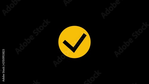 Yellow Check Mark Circle Icon for Task Completion Success and Verification