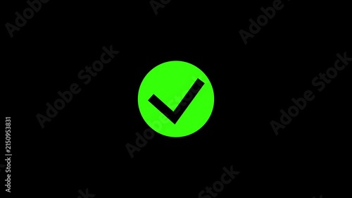 green Check Mark Circle Icon for Task Completion Success and Verification