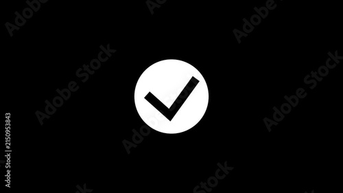 white Check Mark Circle Icon for Task Completion Success and Verification Motion Graphic