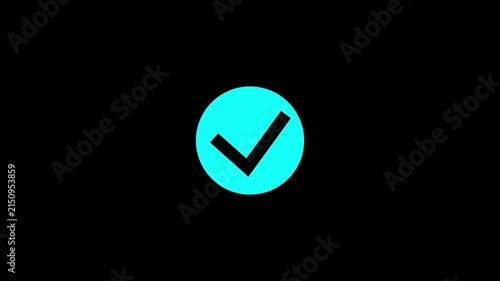 cyan Check Mark Circle Icon for Task Completion Success and Verification Motion Graphic