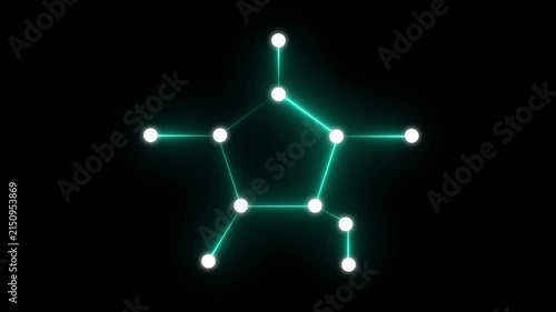 cyan Neon Star Constellation with Glowing Lines and Glowing Nodes on Black