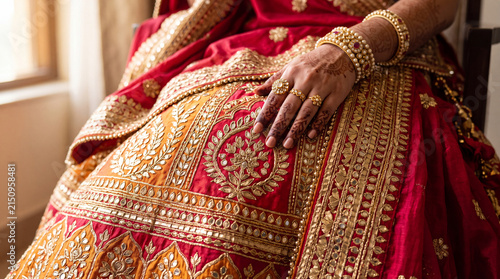 Rajasthani bridal lehenga with intricate Gota Patti embroidery and mirror work
