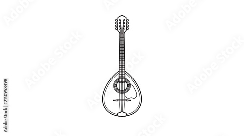 Bouzouki line art illustrations isolated on white background
