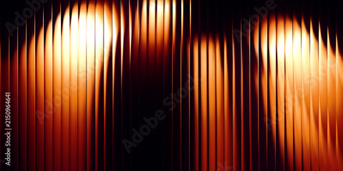 Bright glowing orange and yellow vertical light lines on a dark black background
