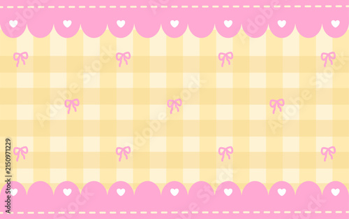 Cute pink and yellow gingham pattern background