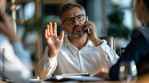 Employee receives a phone call from someone pretending to be internal IT support, caller pressures him to disclose a one-time verification code, employee stops and looks toward a