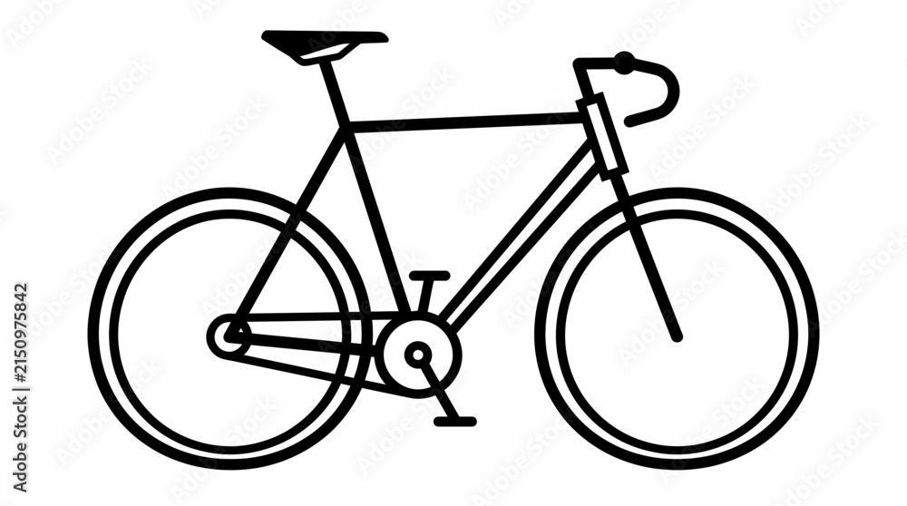Obraz premium Minimalist Black And White Bicycle Icon Graphic Illustration Representing Sustainable Urban Commuter Transportation And Eco Friendly Cycling Lifestyle