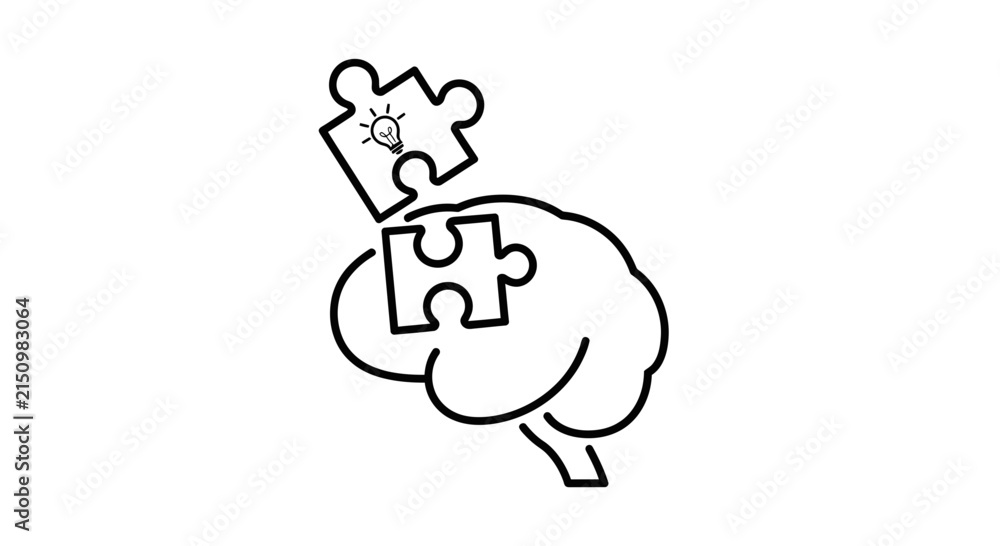 Fototapeta premium Puzzle Brain Idea Lightbulb Icon