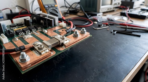 high current sensing shunt resistor mounted on heavy copper power circuit for electrical measurement, power electronics and industrial control