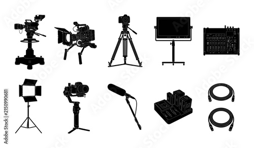Film Making Equipment Silhouette Pack Set with Cameras and Audio Gear