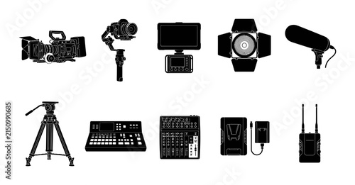 Film Making Equipment Silhouette Pack Featuring Camera Gear and Production Tools