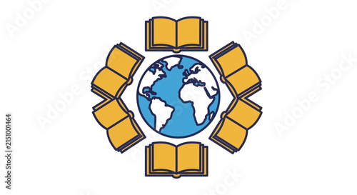 Lion and Gold Medal Shield with Global Earth Globe Symbol, International Business, Network and World Champion Concept Vector Illustration