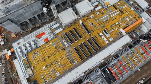 Canvas Print Aerial view developing construction site urban industry