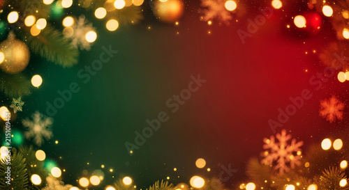 Christmas lights bokeh effect with festive snowflake decoration