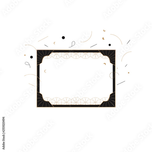 Modern Decorative Frame Vector, Oriental Gold Line Border Design, Contemporary Asian Abstract Frame, Elegant Abstract Pastel Background, Technology Inspired Abstract Background