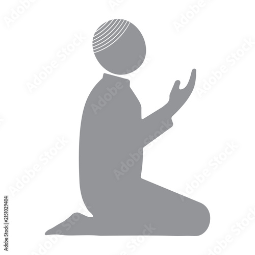 Muslim Man Praying Silhouette Icon