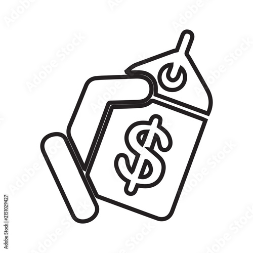 Hand holding price tag with dollar sign icon
